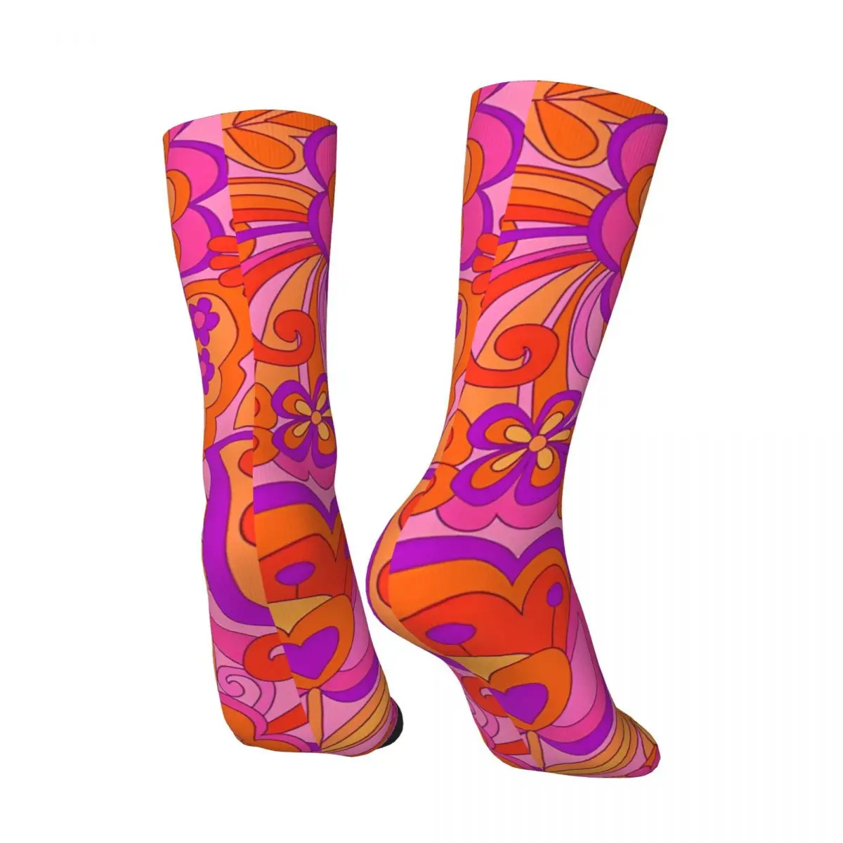 Retro Flower Power. 60'S Inspired Happy Design Men's compression Socks Unisex Harajuku Pattern Printed Novelty Crew Sock