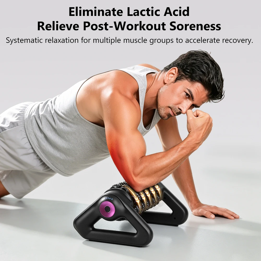 Roller Massager with Triangular Handles, Electric Roller Massager 5 Speeds Forward Reverse, 3D Wave Ridges Deep Tissue Back Leg