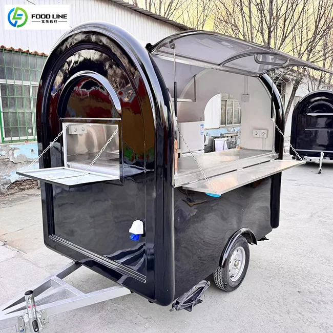 FOODLINE Luxury Tourist Area Food Cart Anti Fog Service Window High Load Bearing Mobile Catering Stall Gear