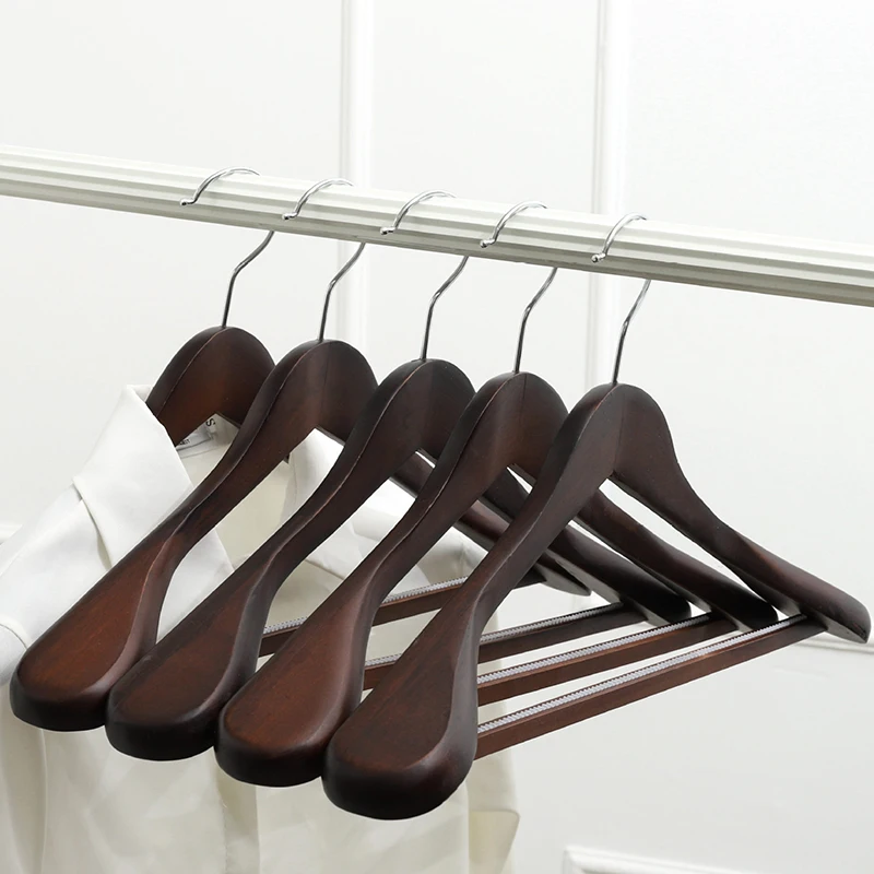 

Black Walnut Wood Coat Hanger Solid Wood Suit Hangers With Brass Hook Anti-skid Shoulder Seamless Clothes Drying Rack