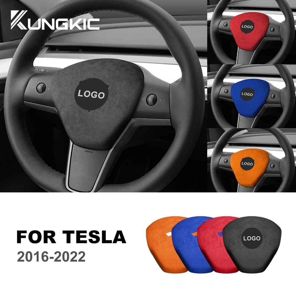 

Steering Wheel Horn Cover for Tesla Model 3 Model Y 2016-2023 Turn Fur Trim Sticker Italian Premium Suede Accessories