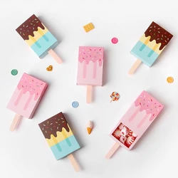 10/20/50pcs Ice Cream Gift Boxes Cute Candy Packing Box Cartoon Colorful Kraft Paper Gifts Bag Wedding Birthday Party Candy Box