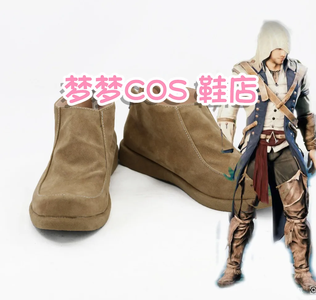 Game Connor Kenway Cosplay Shoes Handmade Faux Leather Boots Halloween Carnival Boots Custom Made