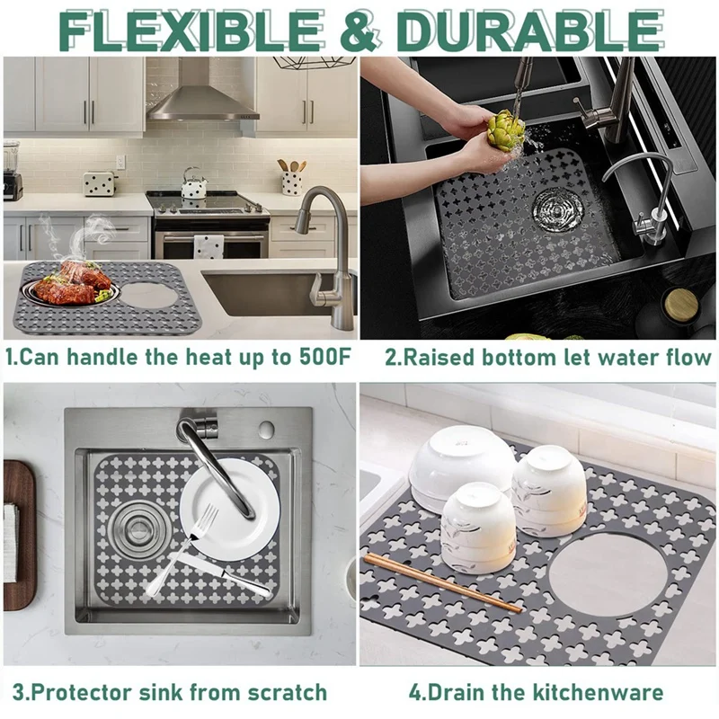 SEWS-Silicone Folding Non-Slip Kitchen Sink Mats Sink Mats For Stainless Steel,Sink Mats For Bottom