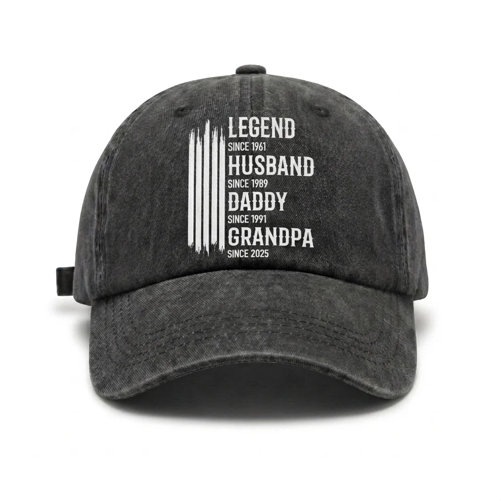 Vintage Washed Husband Dad Grandpa Legend Quote Baseball Cap, Adjustable Unisex Dad Hat, Personalized Family Gift for Men
