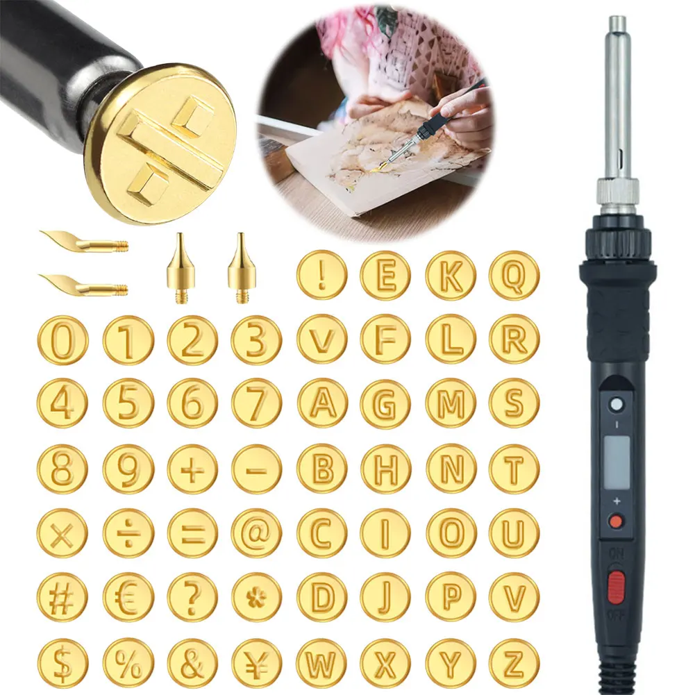 

DIY Wood Burning/Carving Set with Letter Stamps Hot Stamps Tool Wood Burning Kit for Wood Craft DIY Embossing Carving