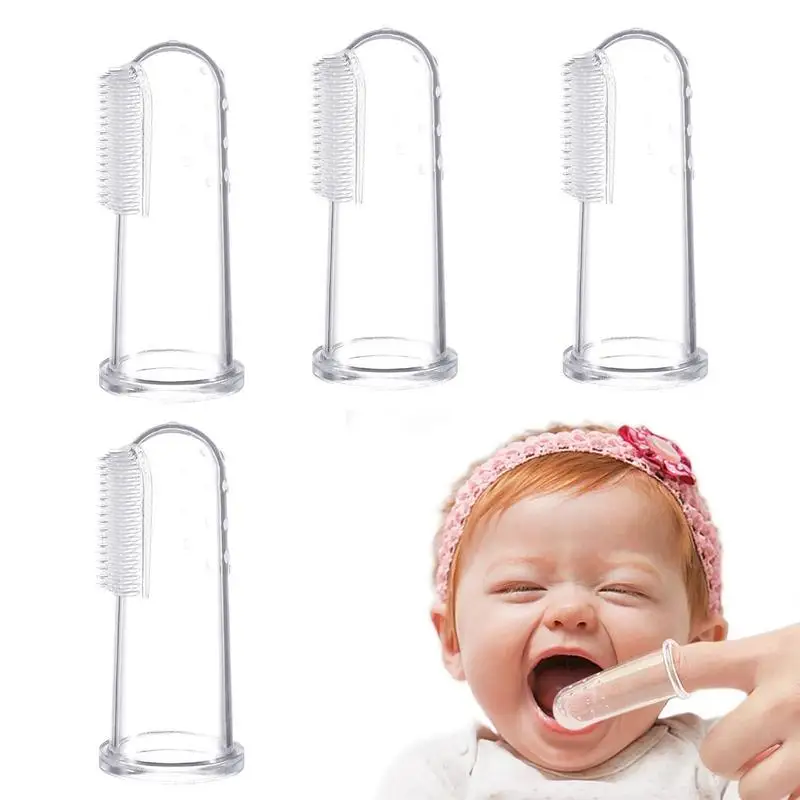 3pcs Transparent Baby Finger Toothbrush Safe Silicone Toothbrush Baby Training Toothbrush Transparent Oral Care