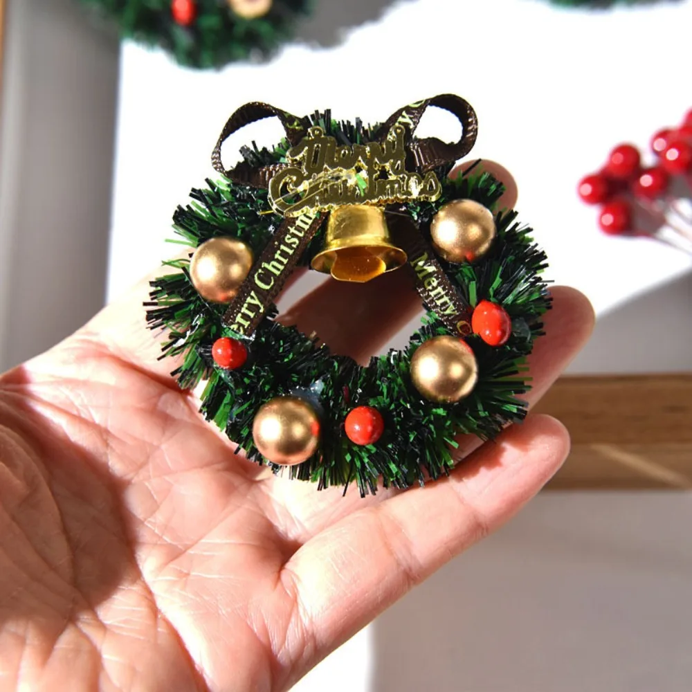 Miniature Christmas Wreath 1:12 Scale Dollhouse Mini Miniature Christmas Wreath Garland Christmas Ornaments Mini Decoration