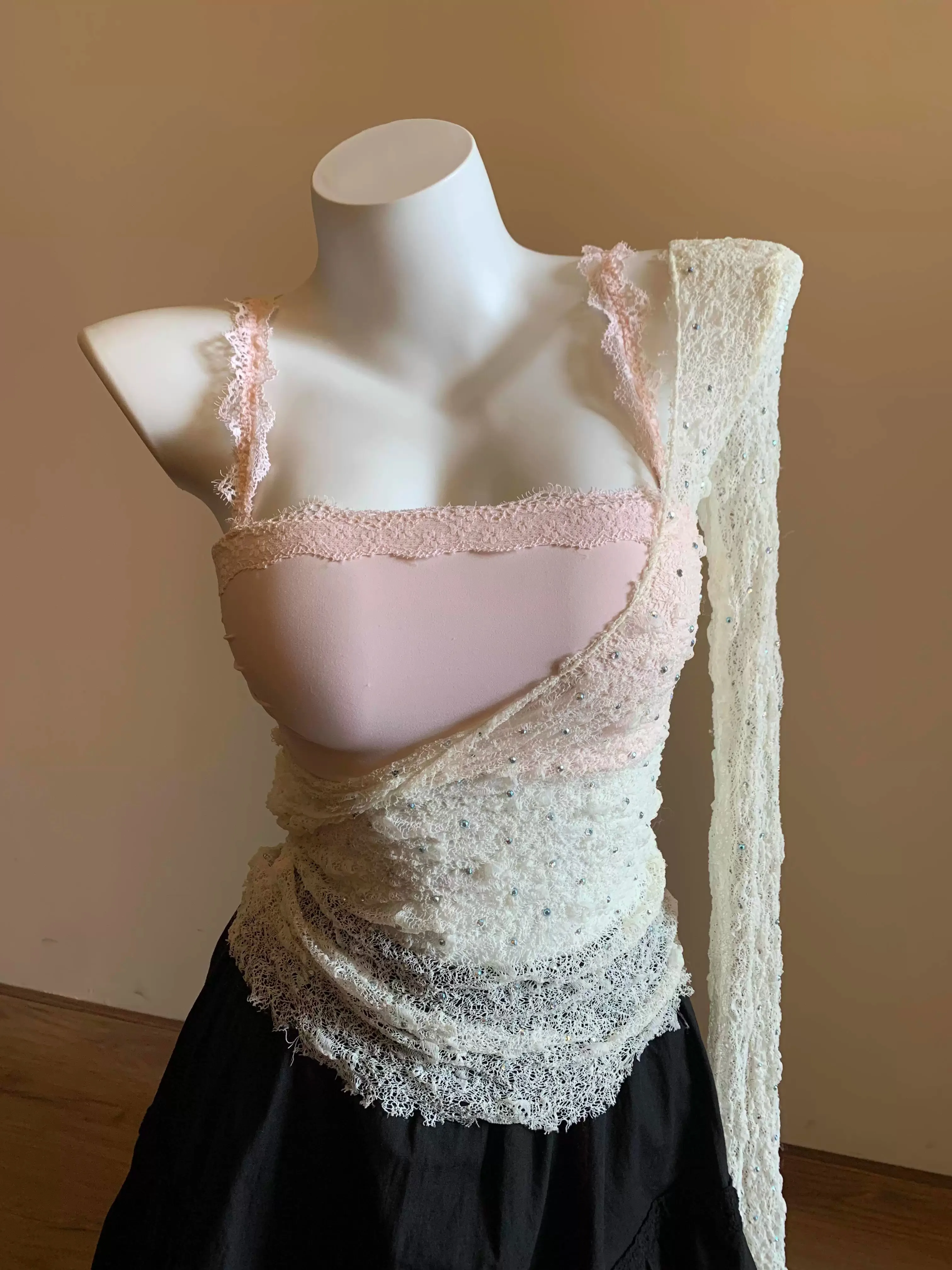 

Pure Desire Lace Anti-Slip Strapless Bra Thin Seamless Women's Underwear Small Chest Appears Large Gathered Push up Bra