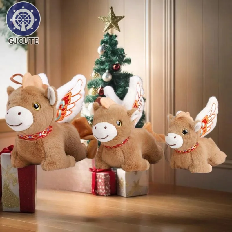 1 szt. Świąteczny Prezent Miękki Latający Koń Ozdoba Uroczy Mini Koń Zawieszka Brelok Noworoczny Maskotka Czerwony Kucyk Pluszowa Zabawka Dekoracja Samochodu Domu