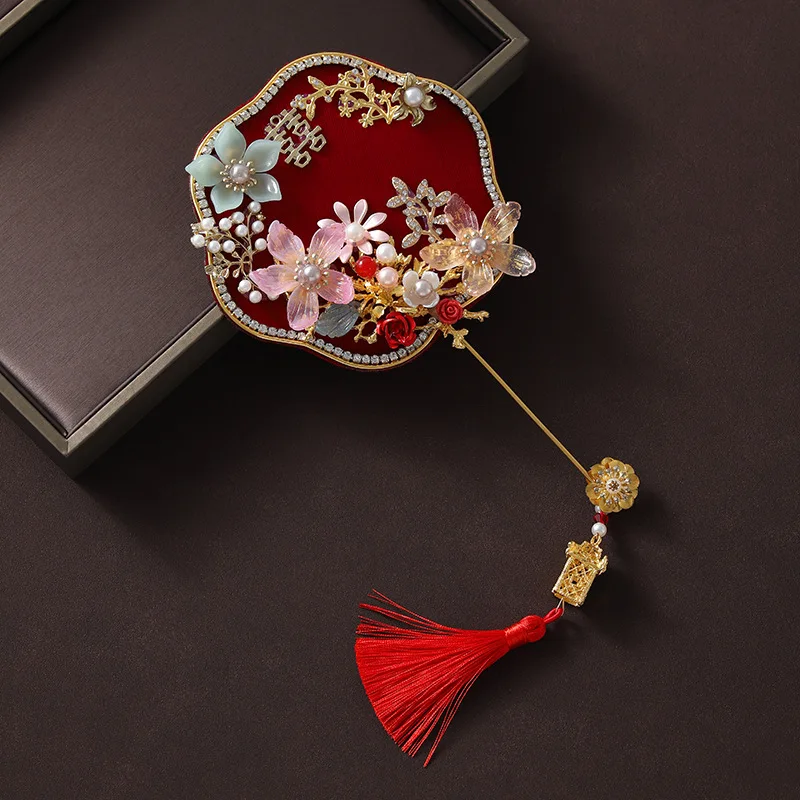 Chinese Style Embroidery Fan Embroidered Circular Fan Round Women's Ancient Court Han Chinese Clothing Cheongsam Dance Mini Fan