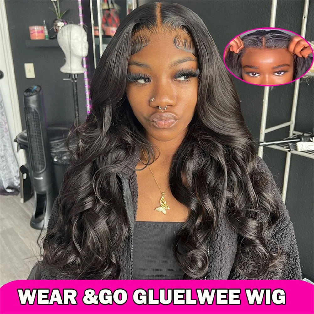 الرباط الجسم موجة ارتداء والذهاب غلويليس شعر مستعار 100% شعر الإنسان البرازيلي 7x5 الدانتيل إغلاق الجبهة الباروكات للنساء السود #1