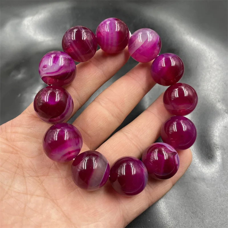 20mm wine red wrapped agate round bead bracelet hand string large bead jade bracelet bangle bangles for women temperament