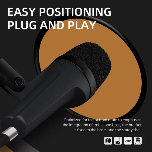 Imagen 2 del producto Micrófono de instrumento E608, Kit de micrófono de tambor con cable de 7 piezas, patada dinámica, platillos Tom/nare, uso para tambores, banda Vocal, DJ, escenario Inst