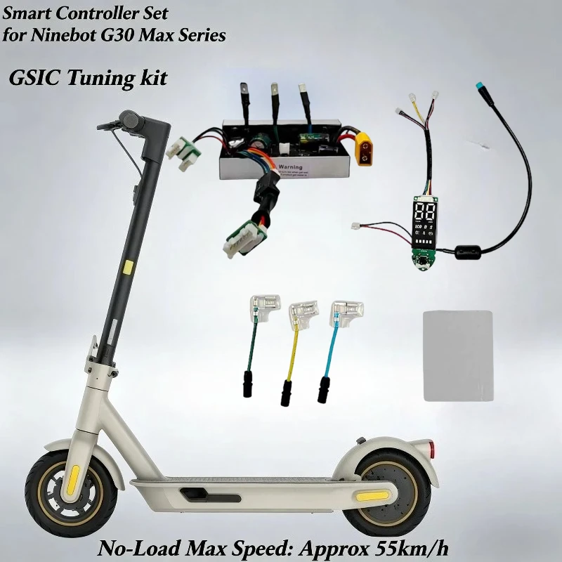 Upgraded Controller for Ninebot G30 MAX, 1200W 24-63V, GSIC APP, Dash+Cables 3-Speed Unlockable, Self-Learning, 55km/h Max Speed