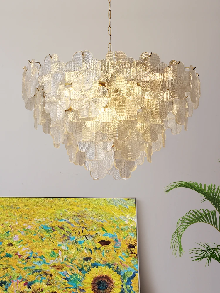 French Style Glass Flora Ceiling Pendant Chandelier lights Living Room Lamp Bedroom Princess Room Hanging Lighting