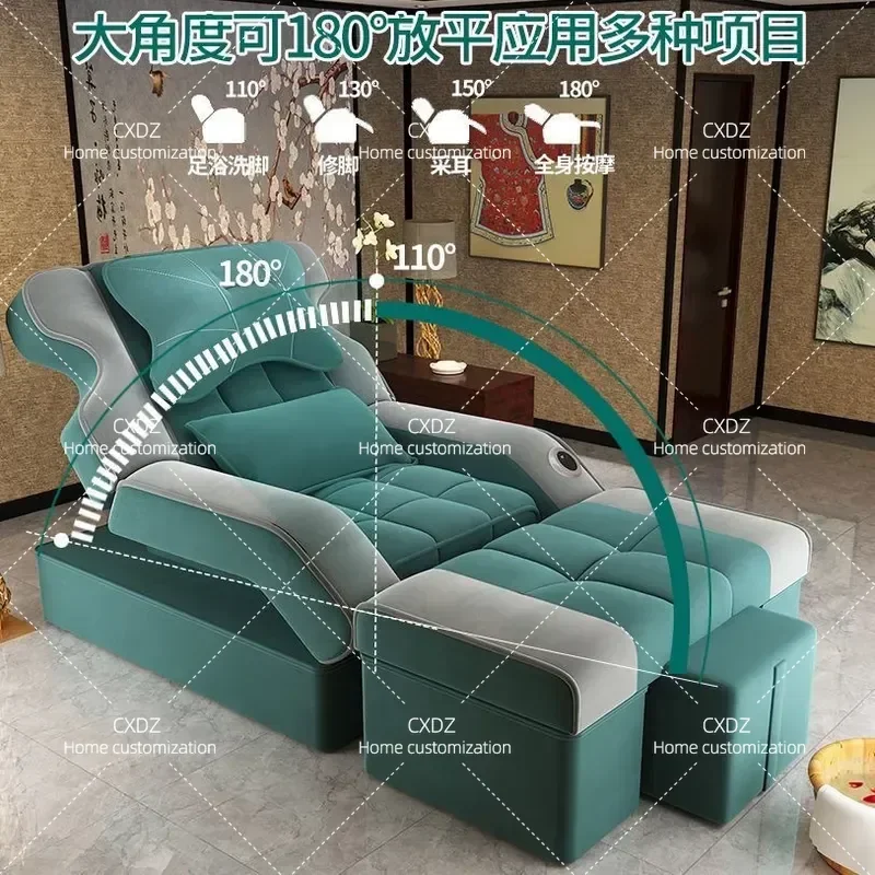 Electric Foot Bath Sofa Chair Recliner for Pedicure Manicure Eyelash Extension Spa Salon Beauty Treatment Bed with Foot Soak