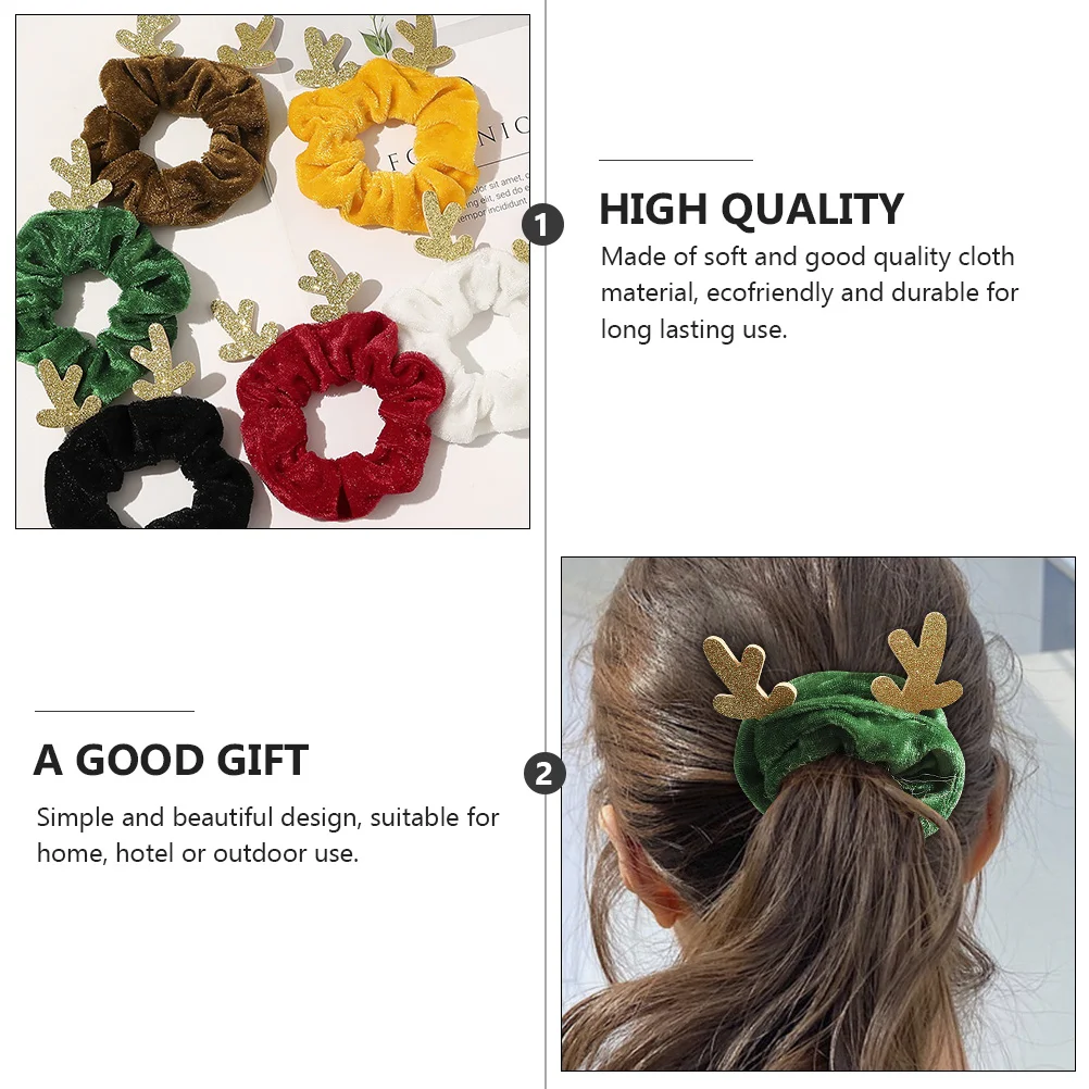 

6 Pcs Elk Velvet Hair Circles Bright Color Elastic Ropes Women Accessories Durable Eco Friendly Christmas Ties