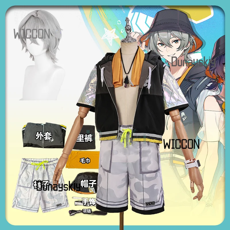 

Wise Косплей Костюм Игра Zenless Zone Zero Wise Летний пляж Новая кожа Косплей Парик Полный комплект Мужская одежда для ролевых игр на Хэллоуин