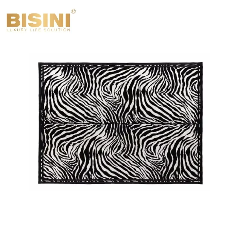 Black Zebra Stripes Rectangle Polyester Latex Backing Modern High-end Living Room Area Rug Sofa Carpet Light Dirt-resistant