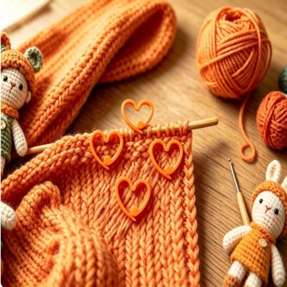 10/20/30PCS Plastic Crochet Stitch Markers Reusable Handmade Yarn Knitting Needle Clips Heart Shape No-Scratch