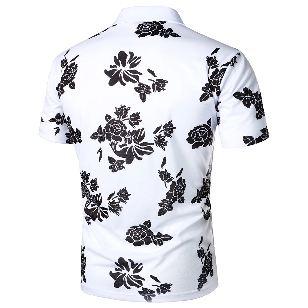 Men Short Sleeve Polo Shirt Floral Pattern Digital Printing Top Streetwear Casual Fashion Holiday Men Lapel Polo Shirt