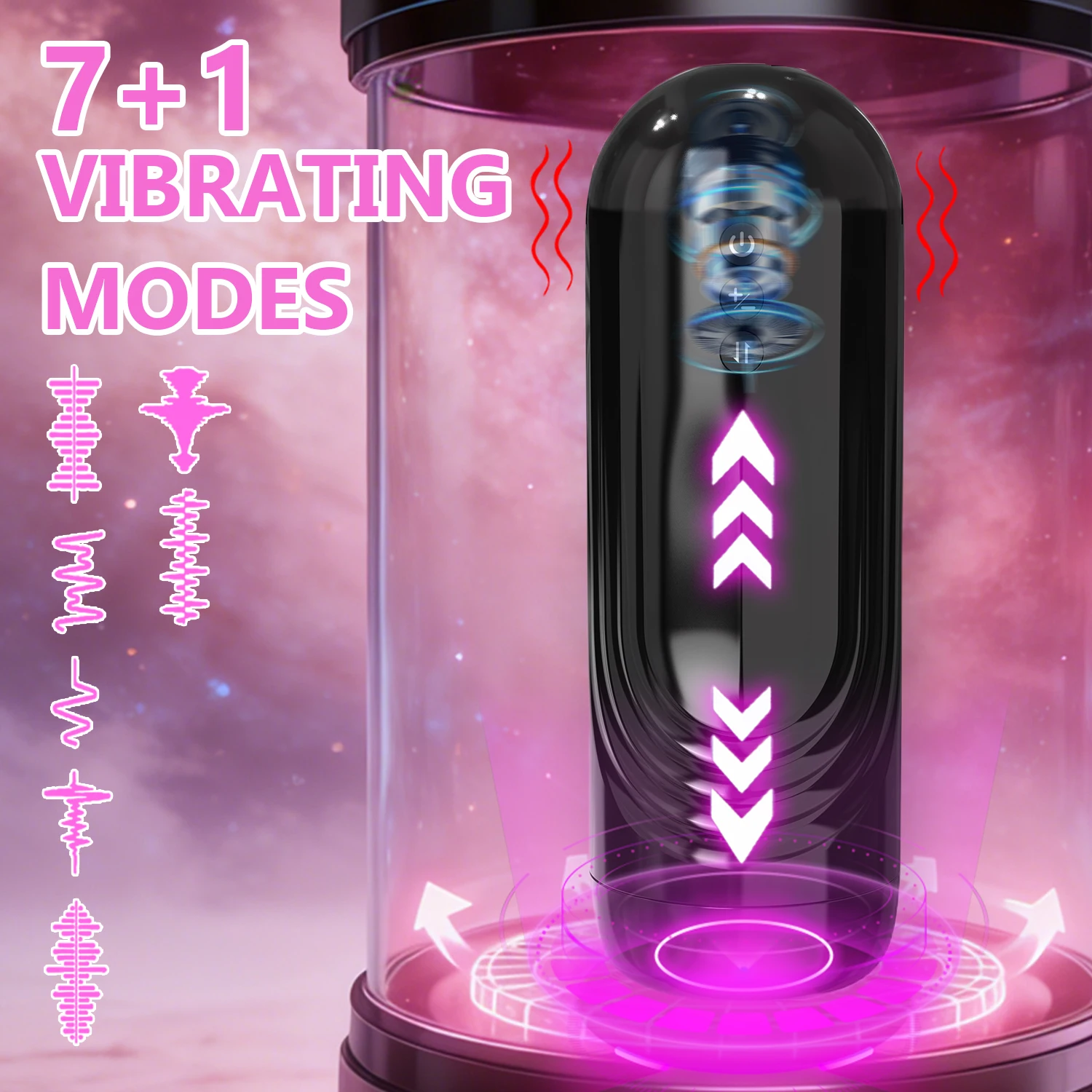 Automatic Male Masturbator Cup for Men, 7+1 Thrusting Electric Stroker, Up Down Suction Stimulation, Soft Sleeve Portable Adult Toy with Easy Button Control view 4