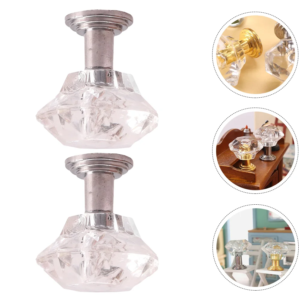 

2 Pcs Chandelier Miniature Home Decor Ceiling Lamp Adornment Furniture Ornament House Acrylic Dolly Hanging Room Accessory