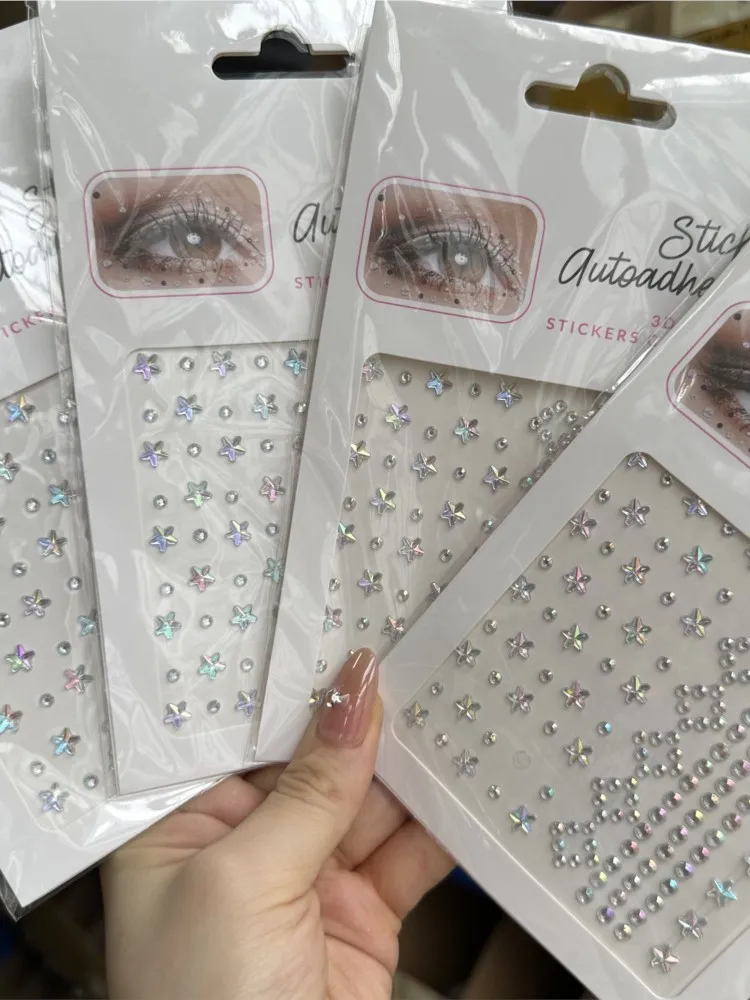 Aurora Star Crystal Eyes Face Tattoo Sticker, Diamond Glitter, Music Eye Art, Nail Makeup, Bling Jewels Sticker, Party