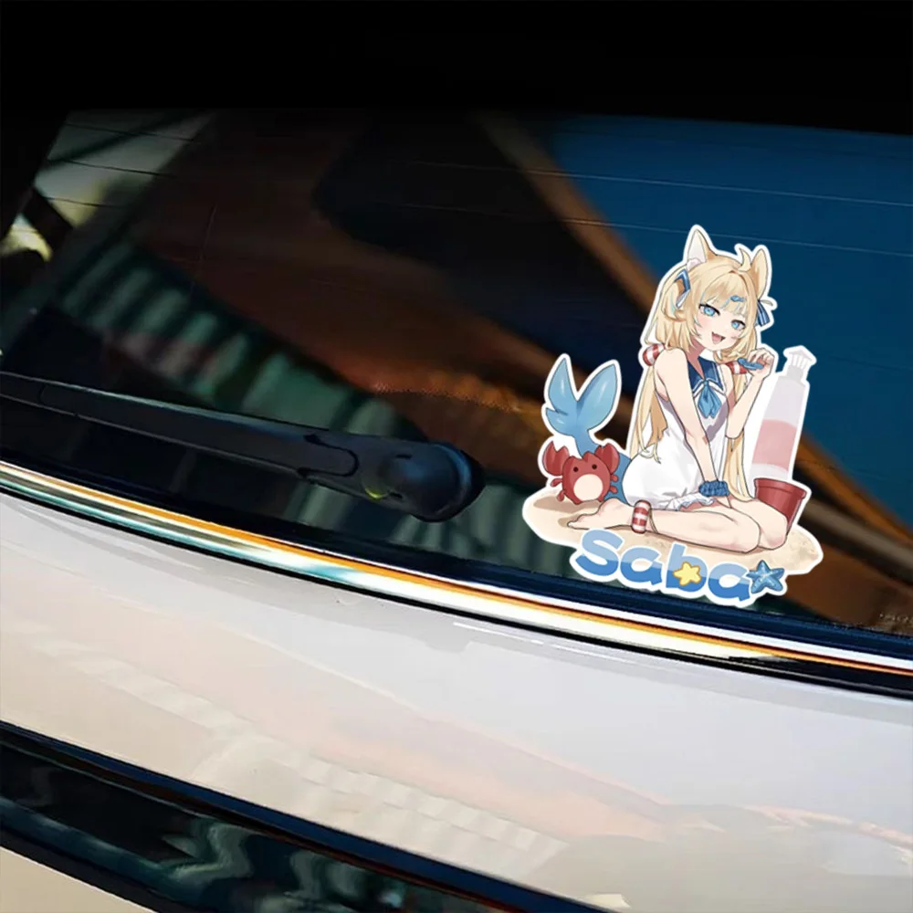 VTuber Sameko Saba, adesivos de vinil à prova d'água com desenho de uma menina de desenho animado, para decorar portas, para-choques, troncos e para-b