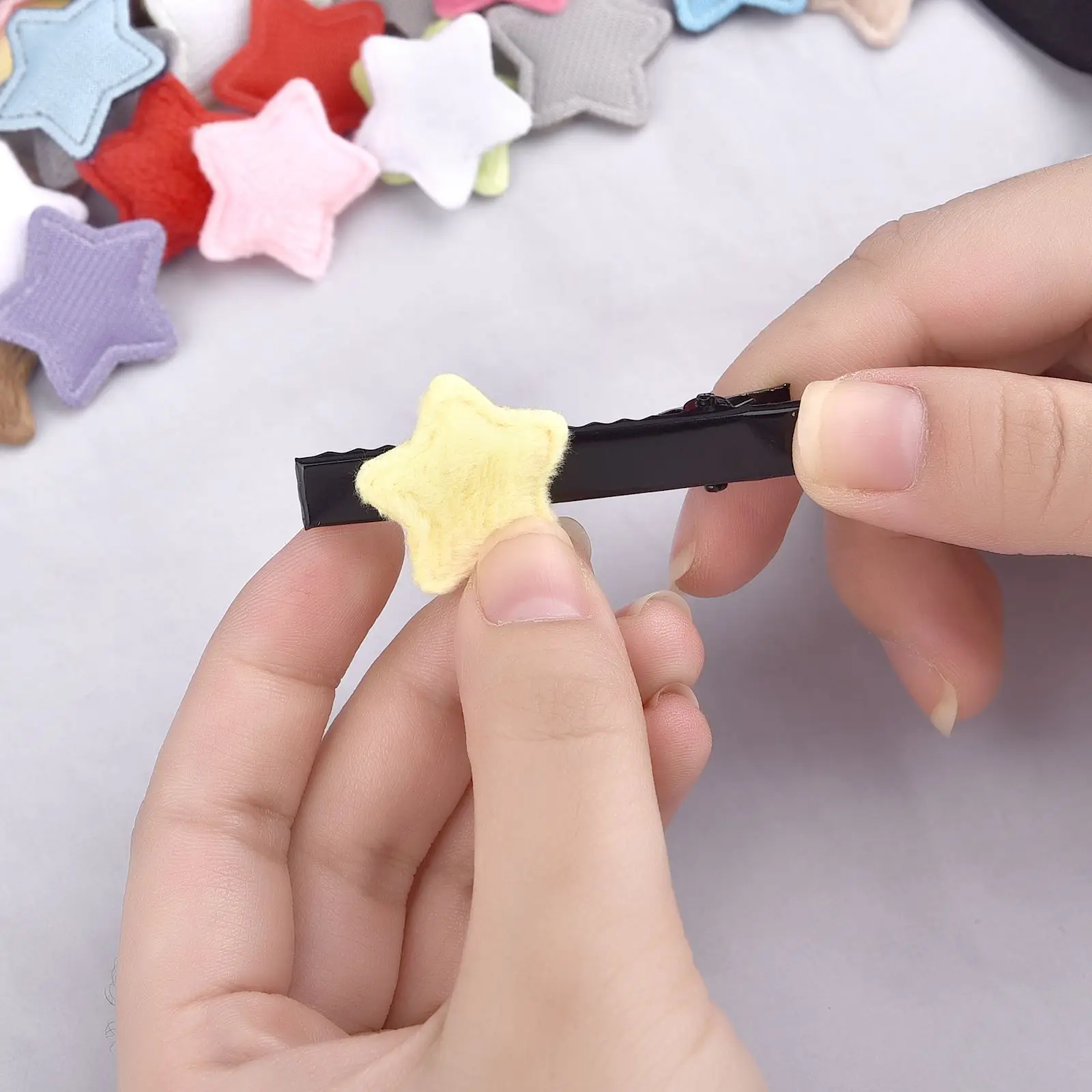 50Pcs/Pack 25mm Padded Plush Star Patches DIY Hairpin Garment Repair Patches Applique Handmade Patchwork Sewing Accessories