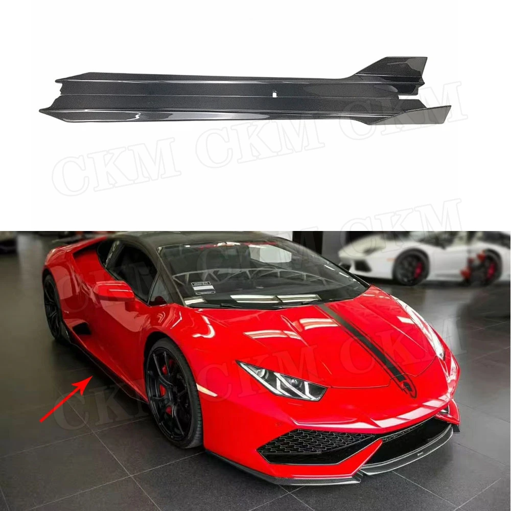 

Dry Carbon fiber Side Skirts Aprons case For Lamborghini Huracan LP610-4 2014-2016 FRP Side Bumper Extension Lip Covers