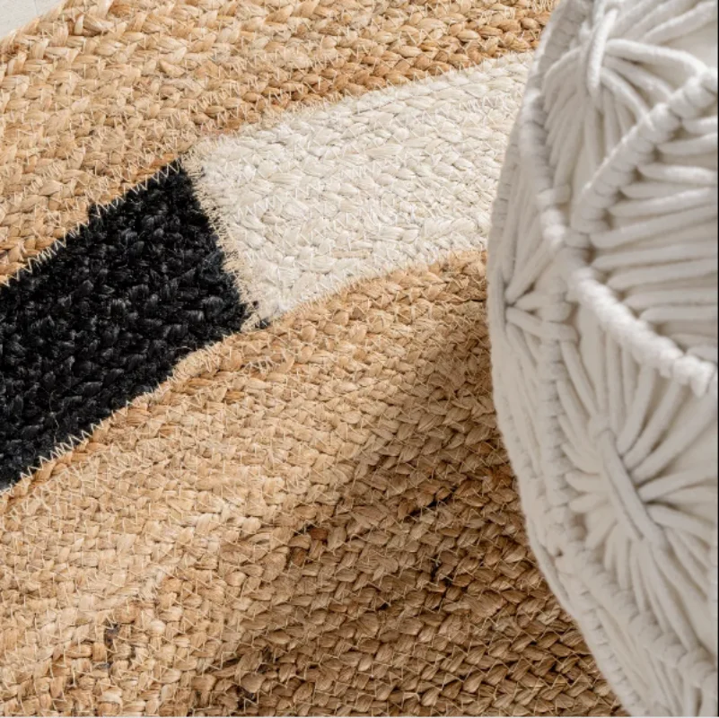 Rug 100% Natural Jute Handmade Braided Living Rug Modern Rustic Look Area Carpet