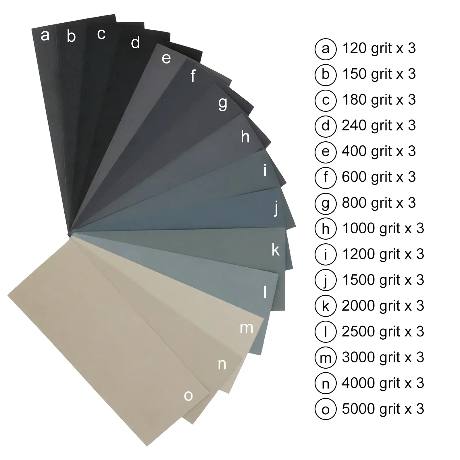 VIBRATITE 45 piezas 9 x 3,6 pulgadas juego de papel de lija seco y húmedo grano fino 120 a 5000 surtido de hojas de lijado para lijado de madera y metal