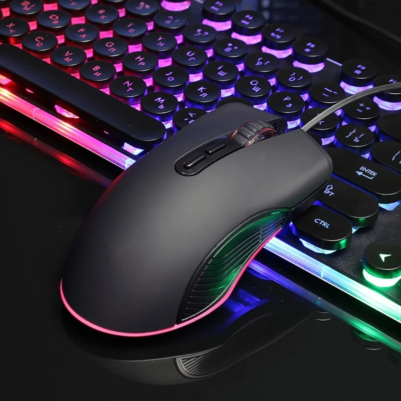 Comfortable Optical Wire Gaming Mouse With 4Color Breathing Light and Ergonomic Mouse DC5v/100ma Power Plugs and Play