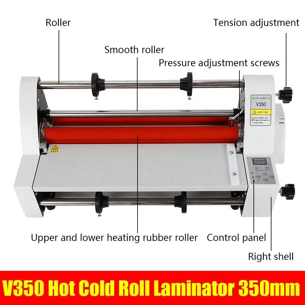 V-350 شاشة ديجيتال A3 حجم آلة الترقق أحادية ومزدوجة الجوانب 4 بكرات آلة تغليف ساخنة وباردة لفيلم BOPP PTE #2