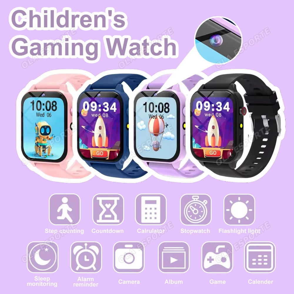 

Детские игровые часы, фонарик с фронтальной камерой, аккумулятор большой емкости, детские часы, монитор сна, спортивный шагомер, подарок для мальчиков и девочек