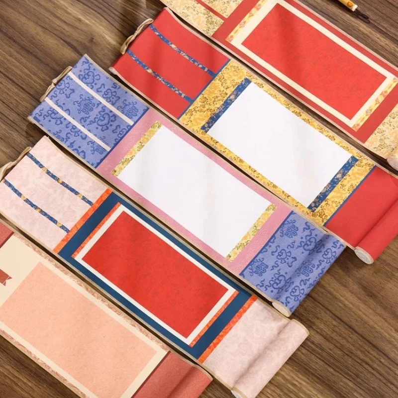 Chinese Style Semi-Raw Xuan Paper Hanging Scroll Mounted Rice Paper Scroll for Calligraphy Ink Painting Paper Stationary Supply