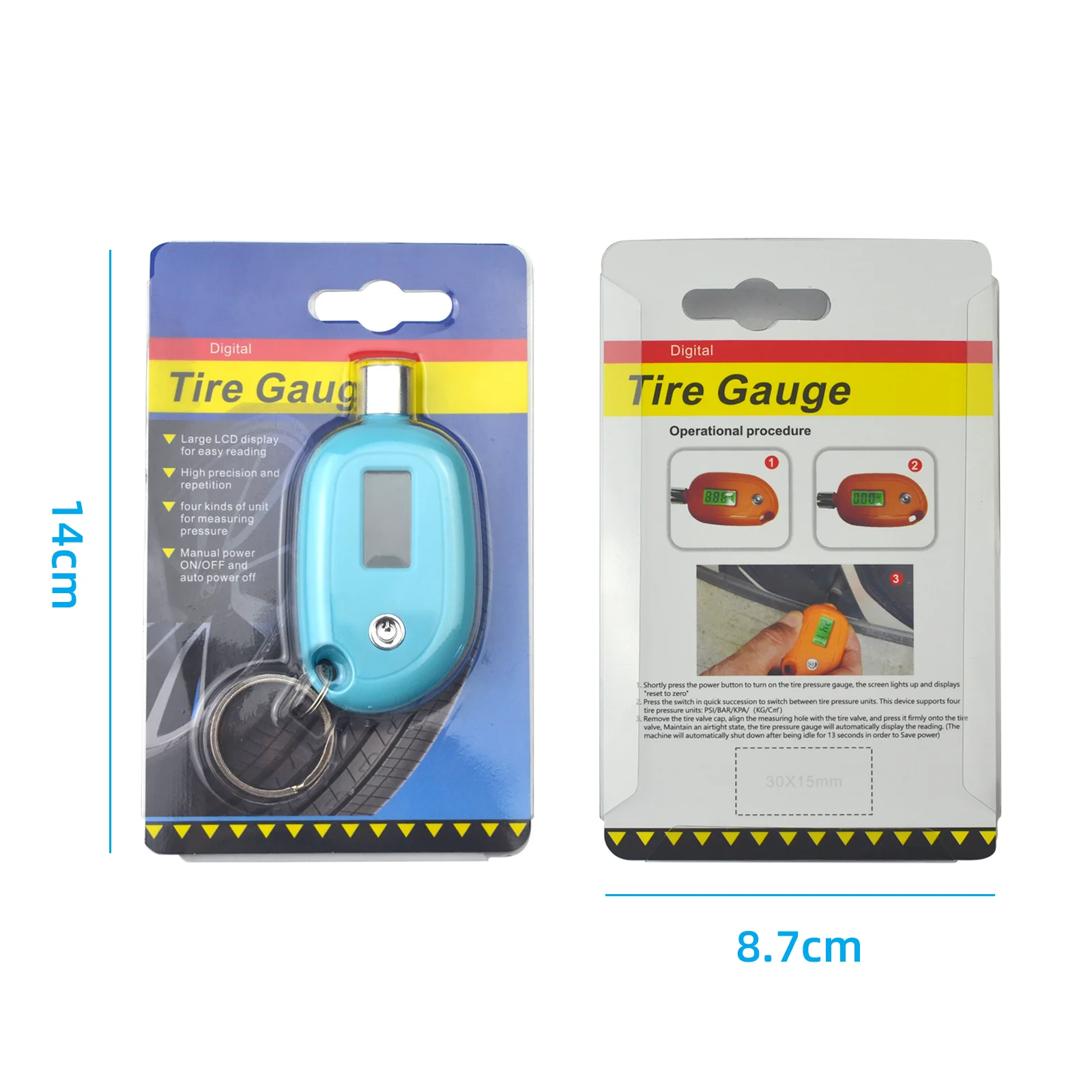 Jauge de pneu numérique avec écran LCD, testeur de pression d'air pour pneus de voiture, outils de test d'alarme de sécurité pour pneus de moto et automobile portables