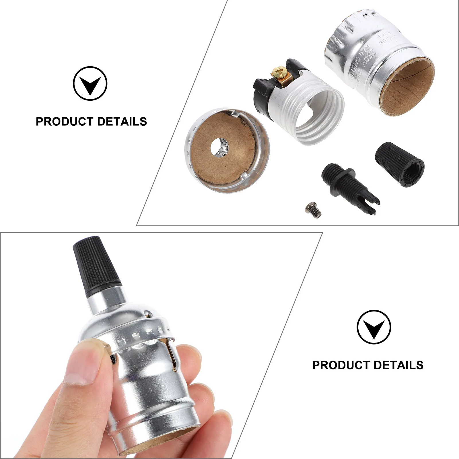 

2Pcs E27 Metal Light Socket Beautiful Elegant Simple Installation Widely Applicable E27 Thread Lamp Holder Ceiling Light Holder