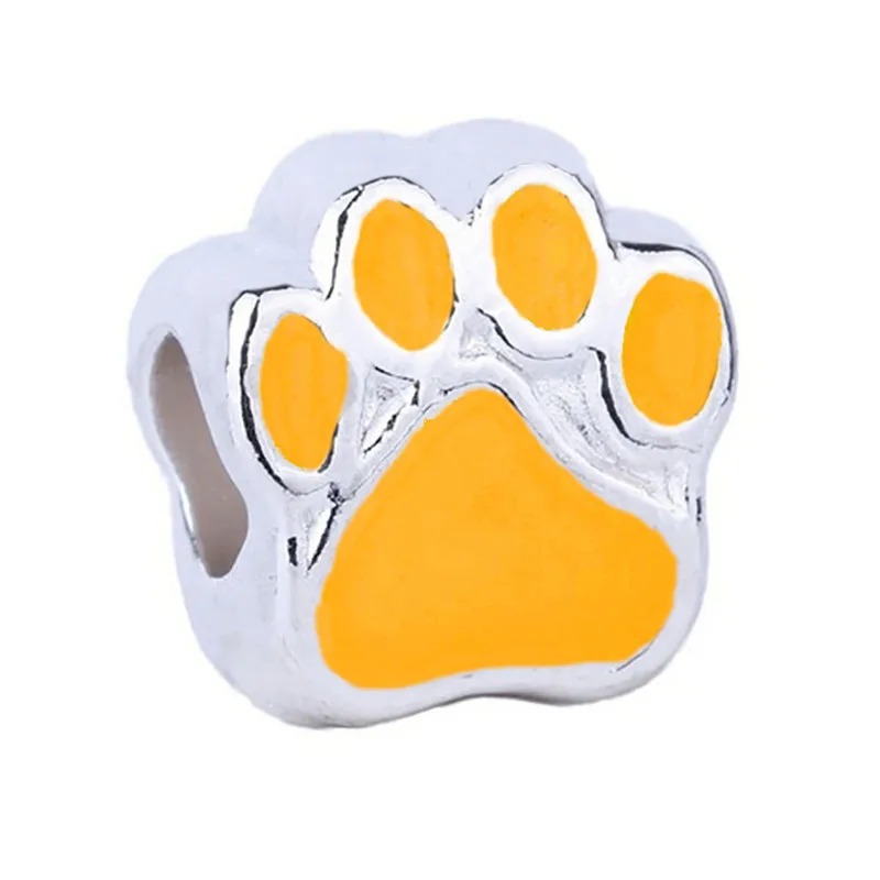 10 STKS Emaille Poot Voetafdruk Kralen Zinklegering Hond Kat Print Spacer Kralen Armband Sieraden Maken Accessoire