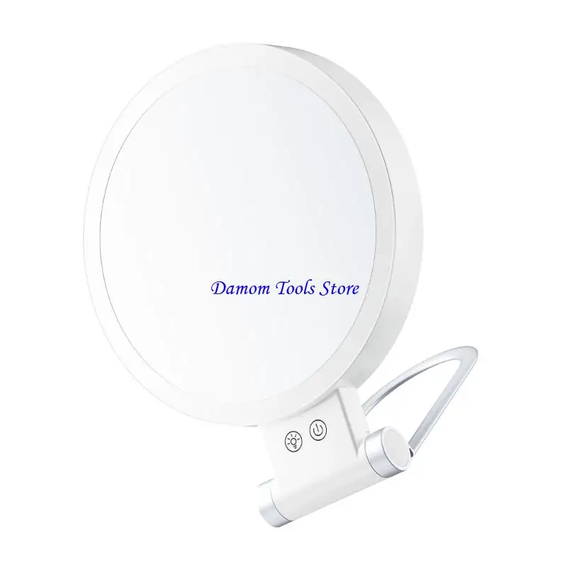 Specchio bellezza pieghevole 57BE Specchio per trucco portatile ricaricabile con ingrandimento e luce LED per risultati