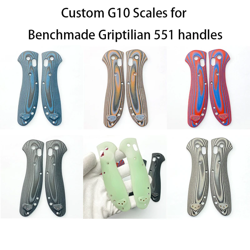 8 Colors 1 Pair G10 Material Folding Knife Handle Patches for Benchmade 551 Griptilian Scales DIY Make Accessories Parts Tools