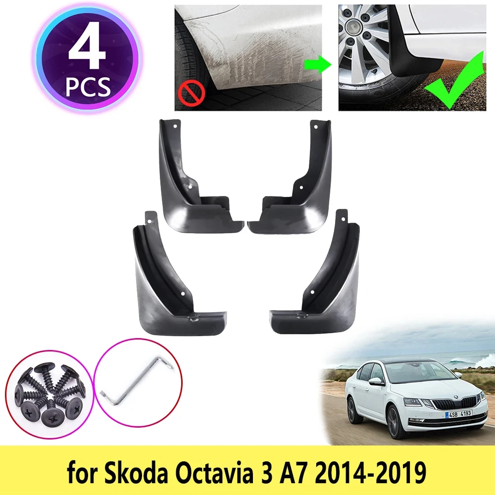 

4PCS for Skoda Octavia 3 A7 5E Sedan MK3 2014~2019 Mudguards Mudflaps Fender Mud Flap Splash Guards Accessories 2015 2016 2018