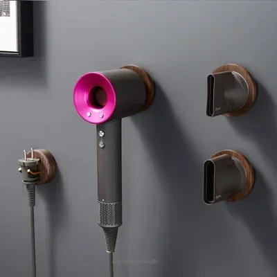 Wall Mount Hair Dryer Holder for Dyson Supersonic Hair Dryer Walnut Beech Wood Hair Dryer Bracket Bathroom Accessories Rack