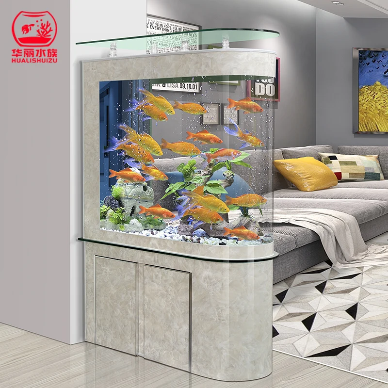 Bullet fish tank Arc shaped glass fish tank Aquarium partition customizable bottom filter fish tank