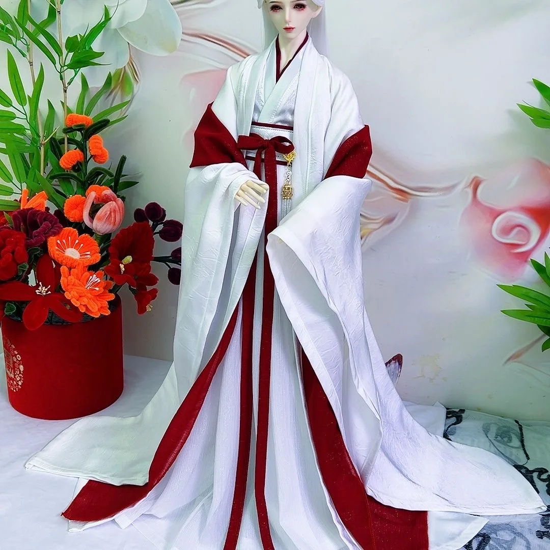 Vêtements de poupée oncle de couleur blanc-rouge Noble de Style ancien, jupe TD68CM Dragon-King70CM, robe BJD, livraison gratuite