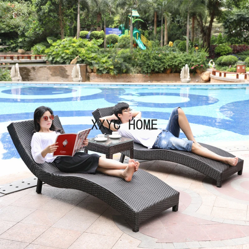 

Outdoor Loungers Beach Chair Swimming Pool Villa Courtyard Beach Chairs Leisure Courtyard Chaise Lounges Design Furniture