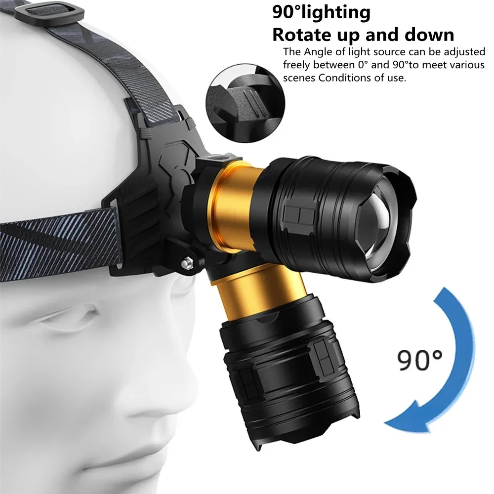 Super Bright XHP360 LED Headlamp USB Rechargeable Powerful Headlight Zoom Head Flashlight Waterproof Lamp For Camping Fishing