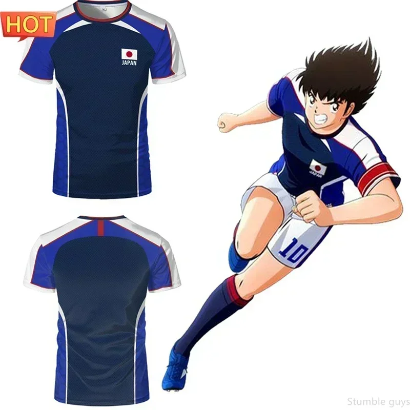 Captain Tsubasa Japan National Team Anime Fußballtrikot für Kinder, Jungen, Mädchen, schnelles Spieltraining, Fan-Sport, kurzärmelige Oberteile – Detail 2